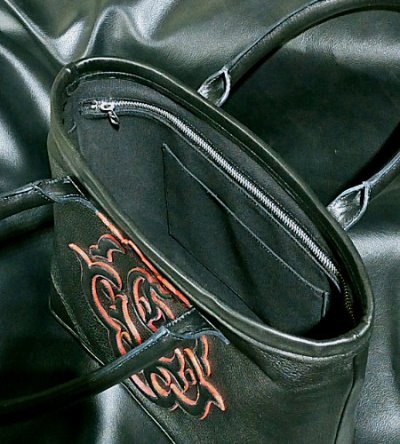 画像13: Black & Red Layered Atelier Mark Overlay Square Tote Bag