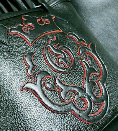 画像6: Black & Red Layered Atelier Mark Overlay Square Tote Bag