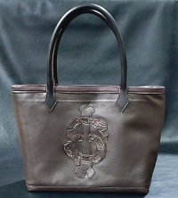 Snake & Born Overlay Square Tote Bag (Large)(Brown)