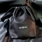 G&Crown Quarter Cross Oval With Crown Pins Buffalo Leather Drawstring Bag (L)