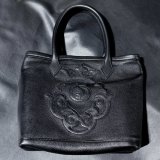 Black On Black Layered Atelier Mark Overlay Square Tote Bag