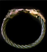 18K Gold & Silver Horse Cable Wire Bangle