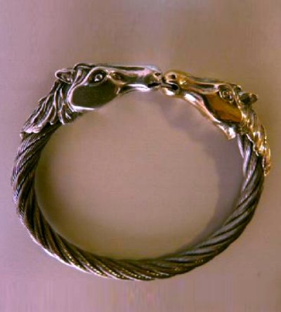 画像3: 18k Gold & Silver Horse Cable Wire Bangle