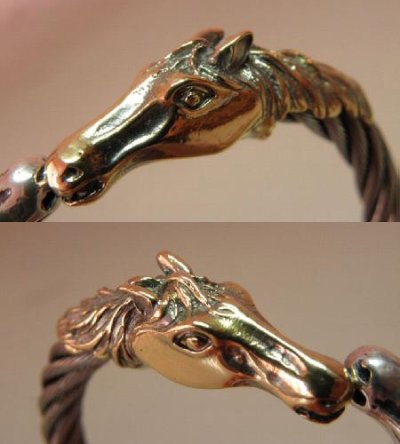 画像6: 18K Gold & Silver Horse Cable Wire Bangle