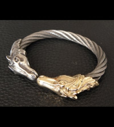 画像16: Gold & Silver Stupid Horse Cable Wire Bangle
