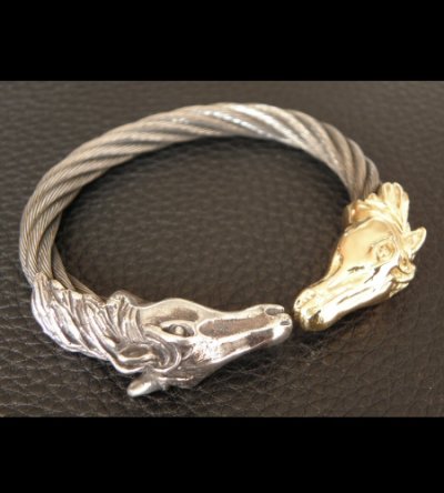 画像15: Gold & Silver Stupid Horse Cable Wire Bangle