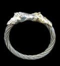 Gold & Silver Horse With Teeth Cable Wire Bangle