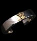 画像1: 18k Gold Raised G&Crown Flat Bar Bangle Bold (1)