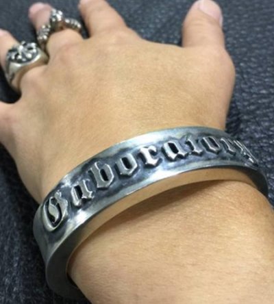 画像13: Raised Gaboratory Logo Mark Flat Bar Bangle Bold