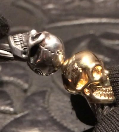 画像4: 10k Gold & Silver Skull Cable Wire Bangle