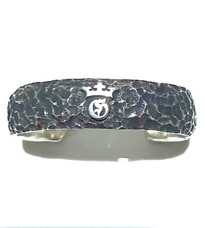 画像1: Raised G&Crown With 18mm Heavy Wide Chiseled Bangle