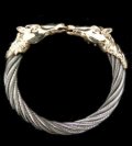 Gold Horse With Teeth Cable Wire Bangle