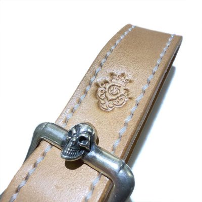 画像6: Skull On American Classic Square Buckle With Phantom T-bar & O-ring Belt Loop Saddle Leather Natural Color