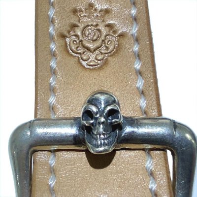 画像7: Skull On American Classic Square Buckle With Phantom T-bar & O-ring Belt Loop Saddle Leather Natural Color