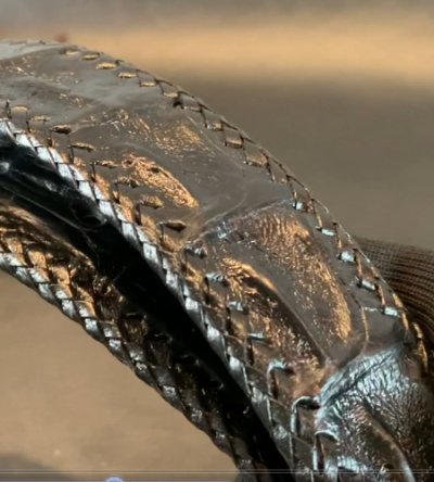 画像7: Crocodile Horn Back Leather Belt (Black)