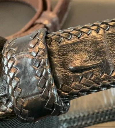 画像4: Crocodile Horn Back Leather Belt (Black)