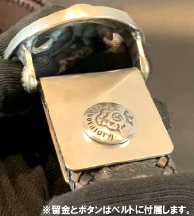 画像10: Crocodile Horn Back Leather Belt (Black)