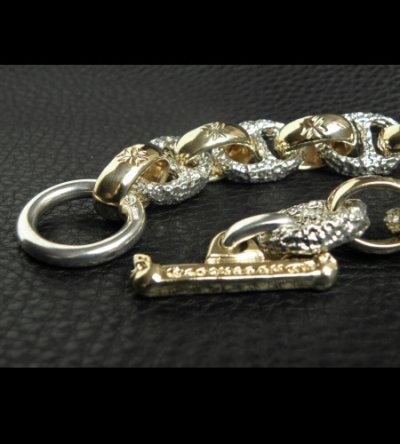 画像10: Chiseled anchor chain With 10k gold maltese cross H.W.O links bracelet