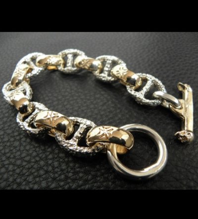 画像3: Chiseled anchor chain With 10k gold maltese cross H.W.O links bracelet