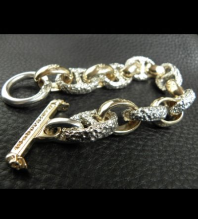 画像2: Chiseled anchor chain with 10k gold maltese cross H.W.O links bracelet