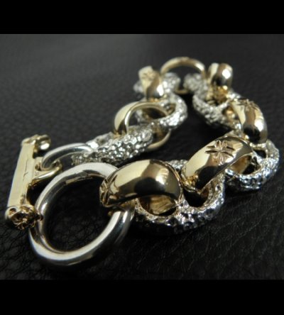 画像9: Chiseled anchor chain With 10k gold maltese cross H.W.O links bracelet