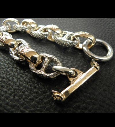 画像4: Chiseled anchor chain With 10k gold maltese cross H.W.O links bracelet