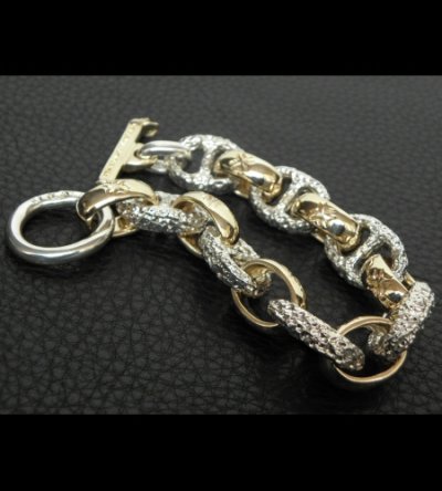画像11: Chiseled anchor chain With 10k gold maltese cross H.W.O links bracelet