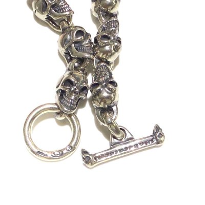 画像2: All Slant Head Skulls Link Bracelet