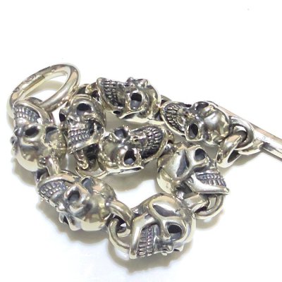 画像6: All Slant Head Skulls Link Bracelet