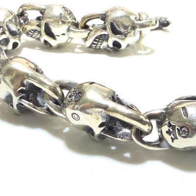 画像5: All Slant Head Skulls Link Bracelet
