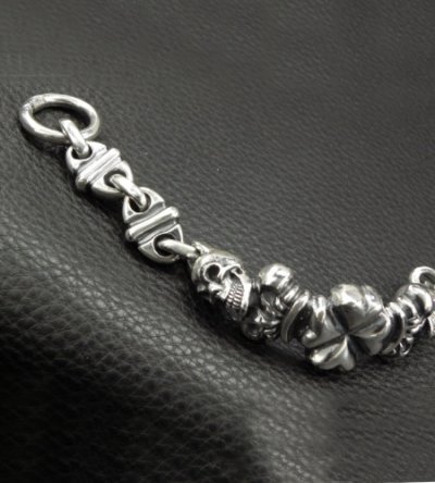 画像8: 2Skull On 4 Heart Crown & Boat Chain Links Chain Bracelet