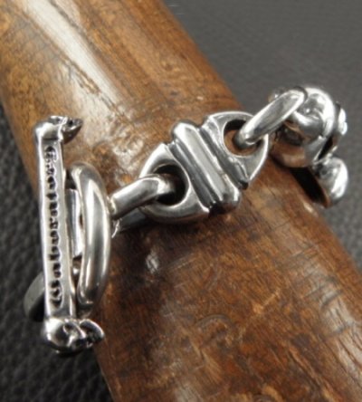 画像16: 2Skull On 4 Heart Crown & Boat Chain Links Chain Bracelet