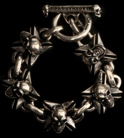 画像1: Skull On Maltese Cross Links Bracelet