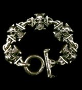 5 Skull On Iron Cross Bracelet