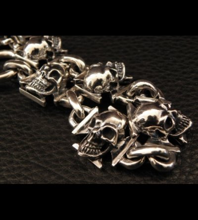 画像8: 5 Skull On Iron Cross Bracelet