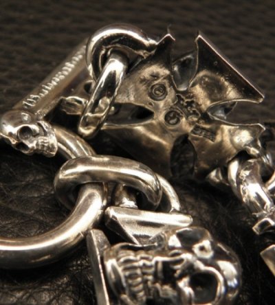 画像7: 5 Skull On Iron Cross Bracelet