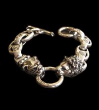 Lion & Old bulldog With H.W.O & Anchor Links Bracelet