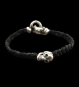 Quarter Skull On braid leather bracelet