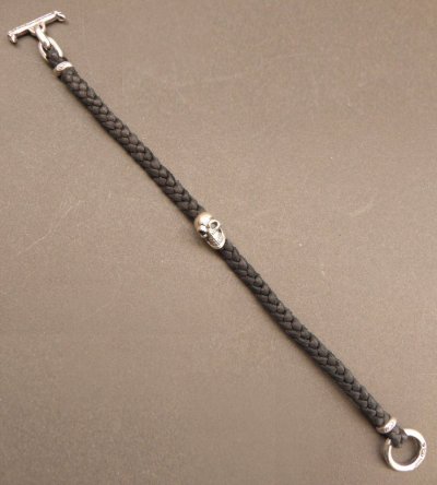 画像2: Quarter Skull On braid leather bracelet