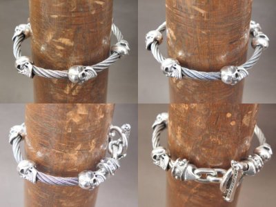 画像5: Quarter 5Skulls With stud bolo neck cable wire bracelet