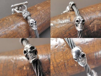 画像6: Quarter 5Skulls With stud bolo neck cable wire bracelet