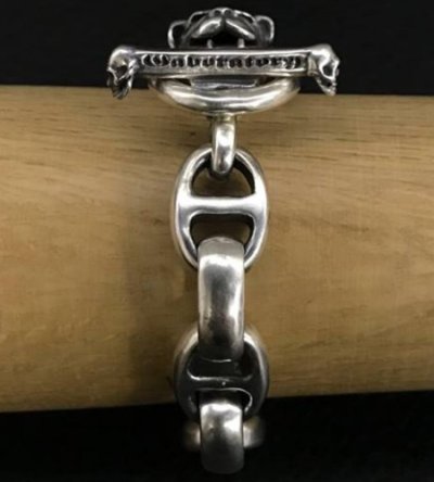 画像13: Long neck bulldog With smooth anchor links bracelet