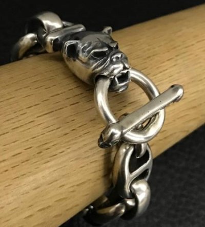 画像12: Long neck bulldog With smooth anchor links bracelet