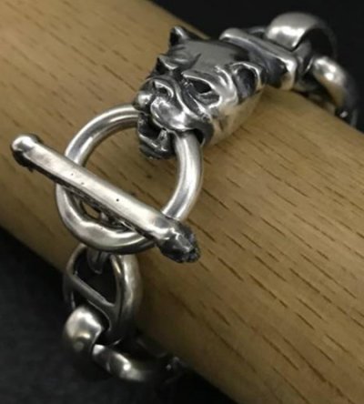画像11: Long neck bulldog With smooth anchor links bracelet