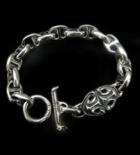 Half sculpted oval With half smooth anchor links bracelet