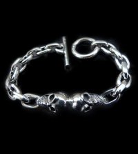 W-face skull ID With small oval links bracelet
