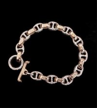 Quarter Chiseled anchor chain With 10k gold maltese cross H.W.O links bracelet