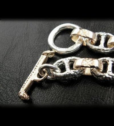 画像6: Quarter Chiseled anchor chain With 10k gold maltese cross H.W.O links bracelet