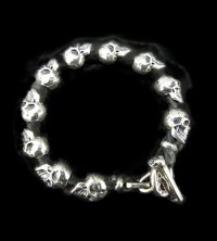 Half size 10skulls braid leather bracelet