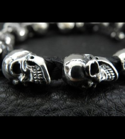 画像4: Half size 10skulls braid leather bracelet